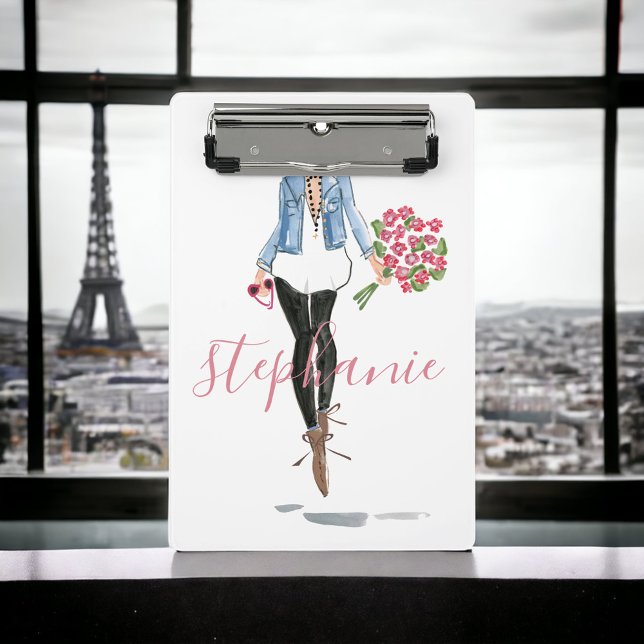 Mini Porte-bloc Illustration de mode Femme avec fleurs (Créateur téléchargé)