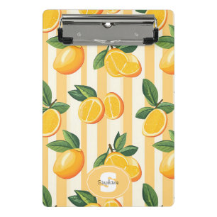 Mini Porte-bloc Impression botanique de citron jaune sur rayures c