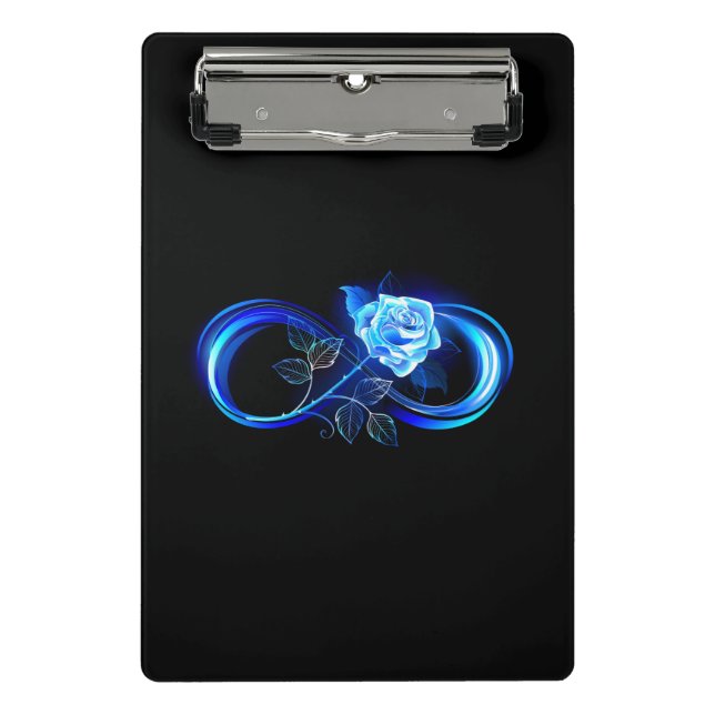 Mini Porte-bloc Infini lumineux avec rose bleue (Devant)