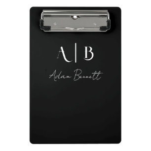 Mini Porte-bloc Initiales de monogramme personnalisé moderne noir