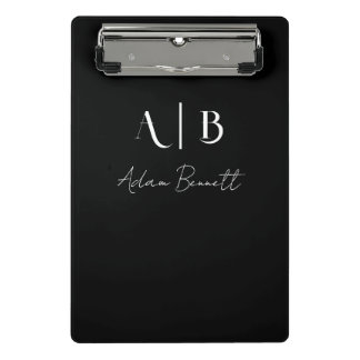 Mini Porte-bloc Initiales de monogramme personnalisé moderne noir