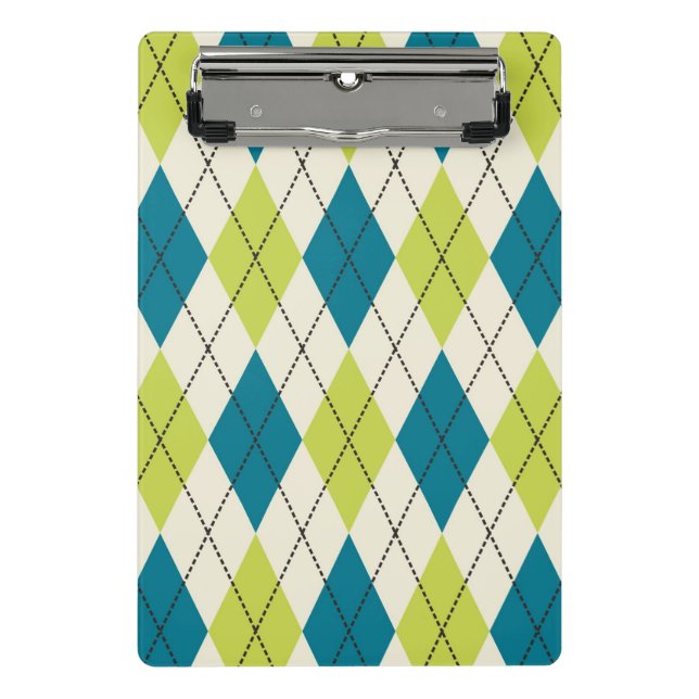 Mini Porte-bloc Jacquard bleu et vert (Devant)