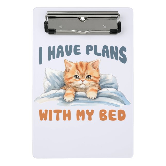 Mini Porte-bloc J'ai des plans avec mon lit - Cosy Orange Chat (Devant)
