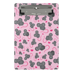 Mini Porte-bloc J'aime mon motif de souris dans le rose