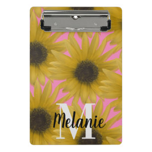 Mini Porte-bloc Jardin de tournesols réaliste monogramme personnal