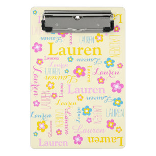 Mini Porte-bloc Jaune rose bleu filles nom Fleur Lauren