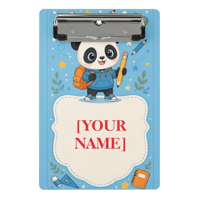 Mini Porte-bloc Joli Panda Retour à l'École | Note Scolaire (Devant)