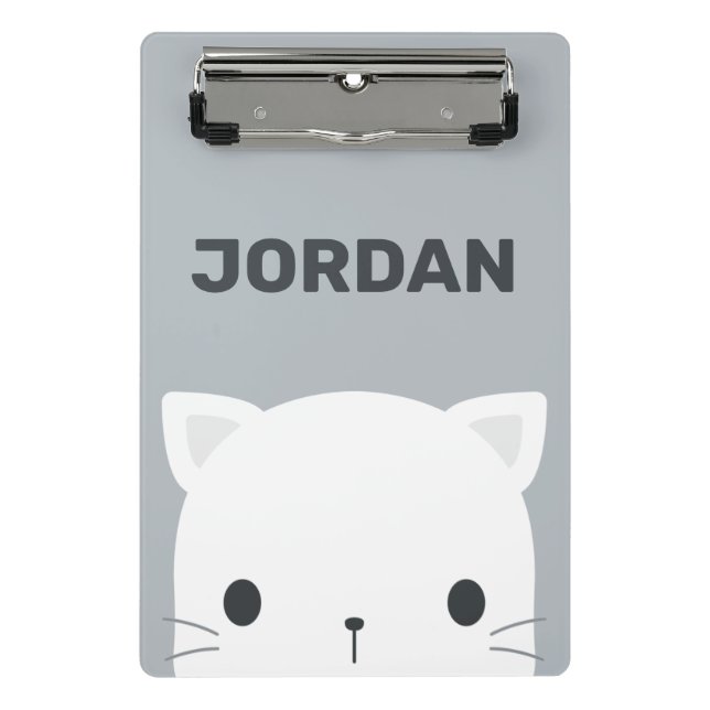 Mini Porte-bloc Joli Petit Chat avec Nom Personnalisé (Devant)