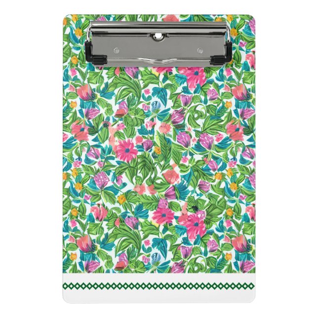 Mini Porte-bloc Joli rose motif floral vert feuille moderne (Devant)