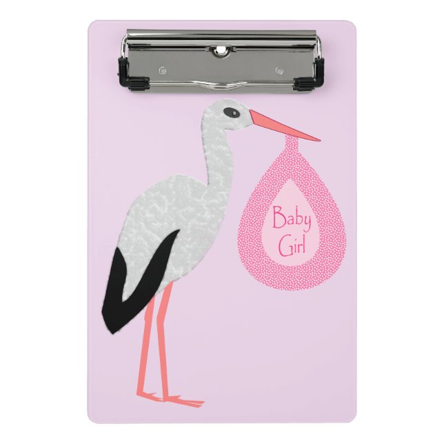 Mini Porte-bloc Jolie chatte rose bébé fille Stork (Devant)