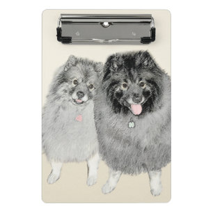 Mini Porte-bloc Keeshond Maman et Son Peinture - Art Chien origina