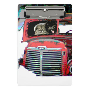 Mini Porte-bloc Keeshond Noël Vieux Camion Peinture Chien Art