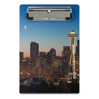 Mini Porte-bloc Le drapeau américain vole entre la lune en hausse