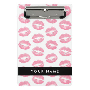 Mini Porte-bloc Lèvres Roses, Baiser, Baguette à lèvres, Votre Nom