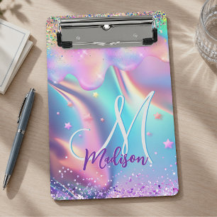 Mini Porte-bloc Licorne holographique chic dégoulinant de paillett