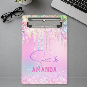 Mini Porte-bloc Licorne mignonne anniversaire monogramme paillette