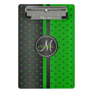 Mini Porte-bloc Lime vert et Pois noirs - Monogramme