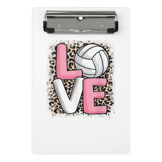 Mini Porte-bloc Love Volleyball Empreinte de léopard Filles Volley (Devant)