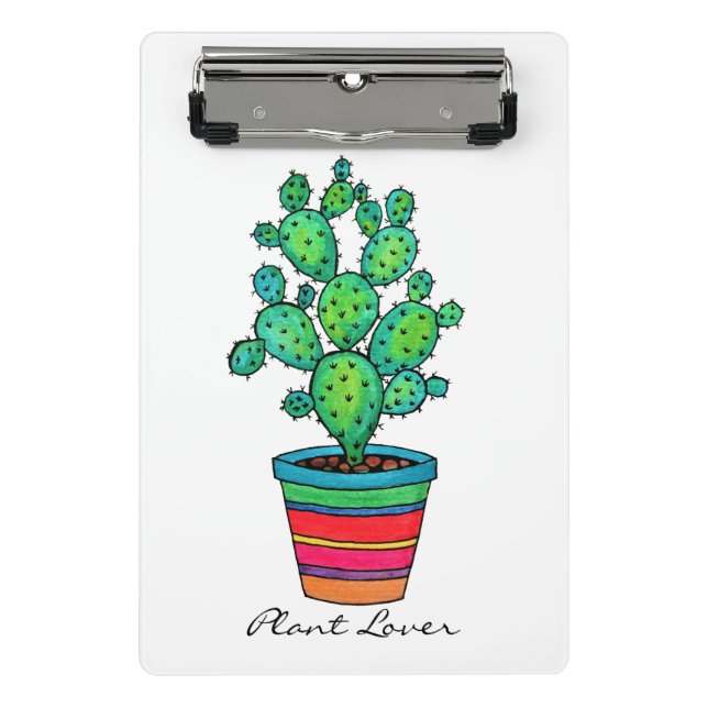 Mini Porte-bloc Magnifique Cactus Aquarelle En Beau Pot (Devant)