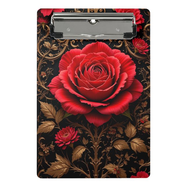Mini Porte-bloc Magnifique rose rouge conçue avec goût (Devant)