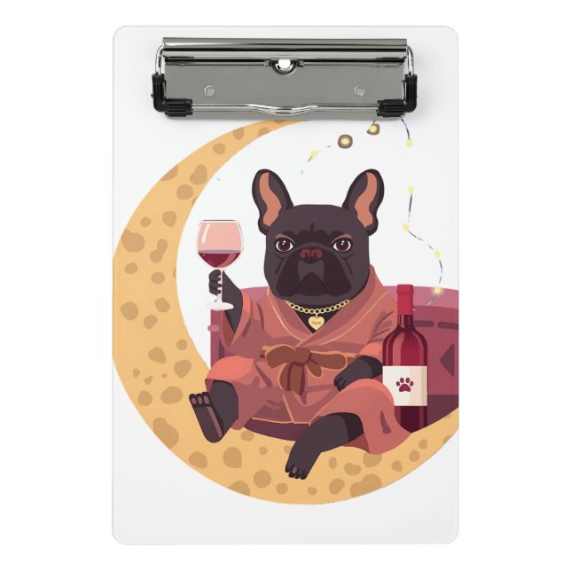 Mini Porte-bloc Maman Bouledogue Français Soirée Vin (Devant)