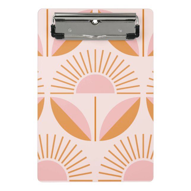 Mini Porte-bloc Mignonne, orange, pêche, rétro, motif floral, vint (Devant)