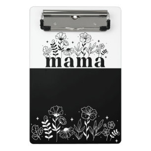 Mini Porte-bloc Minimaliste Fleur Sauvage Maman Personnalisée Noir