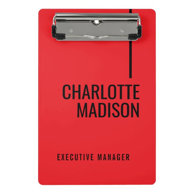 Mini Porte-bloc Modern Simple Black Red Minimalist Bold Text Name (Devant)