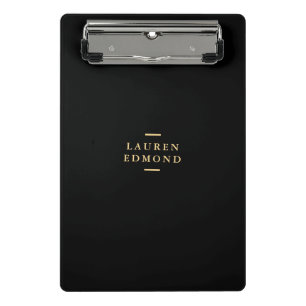 Mini Porte-bloc Monogram Black Gold Modern Chic Elegant