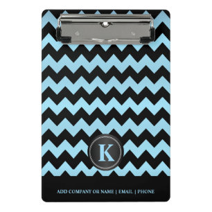 Mini Porte-bloc Monogramme Bleu et noir Chevron Stripes