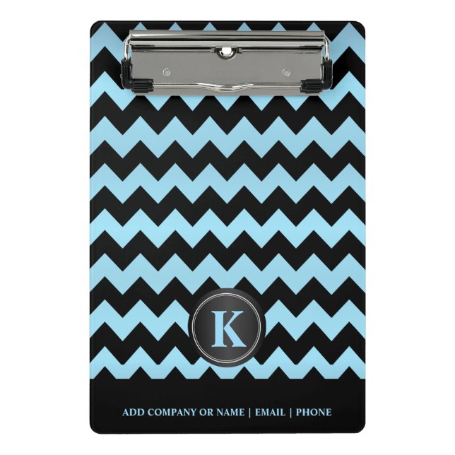 Mini Porte-bloc Monogramme Bleu et noir Chevron Stripes (Devant)