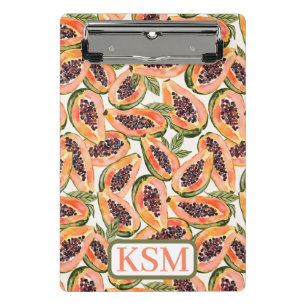 Mini Porte-bloc Monogramme d'aquarelle de fruits papaye