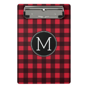 Mini Porte-bloc Monogramme de Motif de buffle rouge et noir rustiq