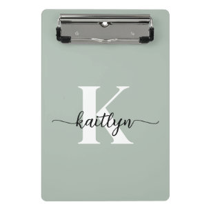 Mini Porte-bloc Monogramme de script vert Sage