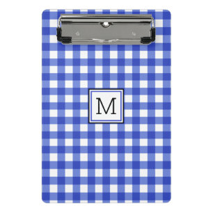 Mini Porte-bloc Monogramme de vérification En vichy bleu
