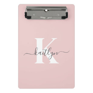 Mini Porte-bloc Monogramme élégant rose poudré gris