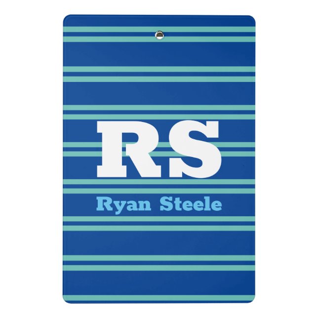 Mini Porte-bloc Monogramme et nom gras, lignes sarcelle clair sur  (Dos)