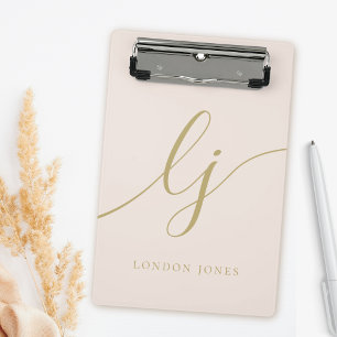 Mini Porte-bloc Monogramme Initiales Professional Blush Gold Scrip