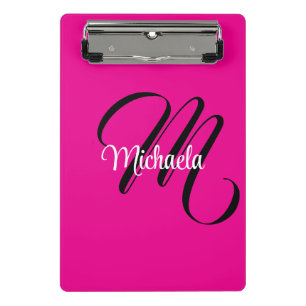 Mini Porte-bloc Monogramme minimaliste moderne initial nom rose ch