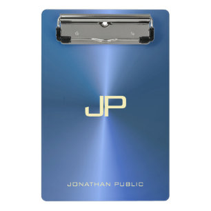 Mini Porte-bloc Monogramme moderne tendance Elégant Modèle bleu