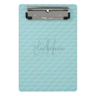 Mini Porte-bloc Monogramme Nom Personnalisé Quilt Design Turquoise