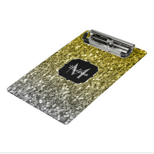 Mini Porte-bloc Monogramme ombre paillettes scintillantes or argen
