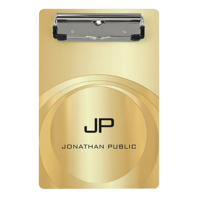 Mini Porte-bloc Monogramme or Faux glamour Modèle élégant (Devant)