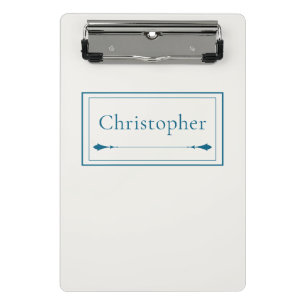 Mini Porte-bloc Monogramme personnalisé minimaliste beige et bleu