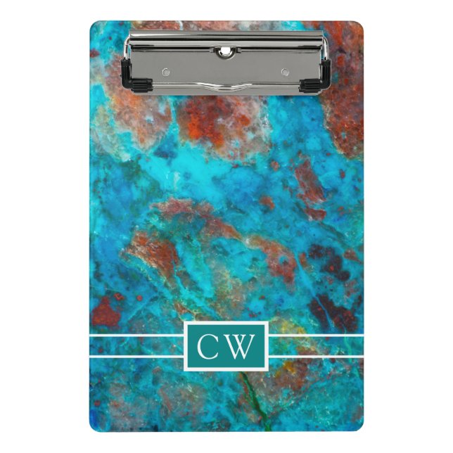 Mini Porte-bloc Monogramme | Shattuckite bleue (Devant)