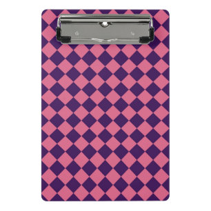 Mini Porte-bloc Motif à carreaux diamant rose violet 