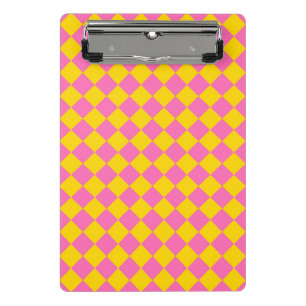 Mini Porte-bloc Motif à carreaux en losange rose et jaune Harlequi