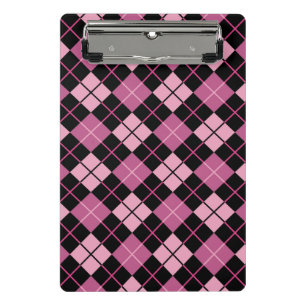 Mini Porte-bloc Motif à motifs de losanges dans le noir et le ros