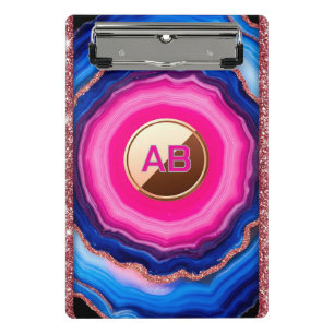 Mini Porte-bloc Motif abstrait d'agate vibrant avec scintillement