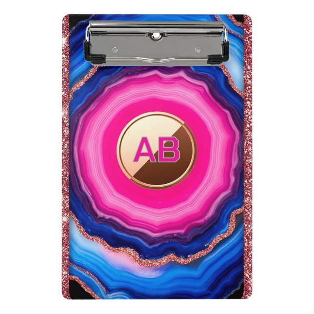 Mini Porte-bloc Motif abstrait d'agate vibrant avec scintillement (Devant)